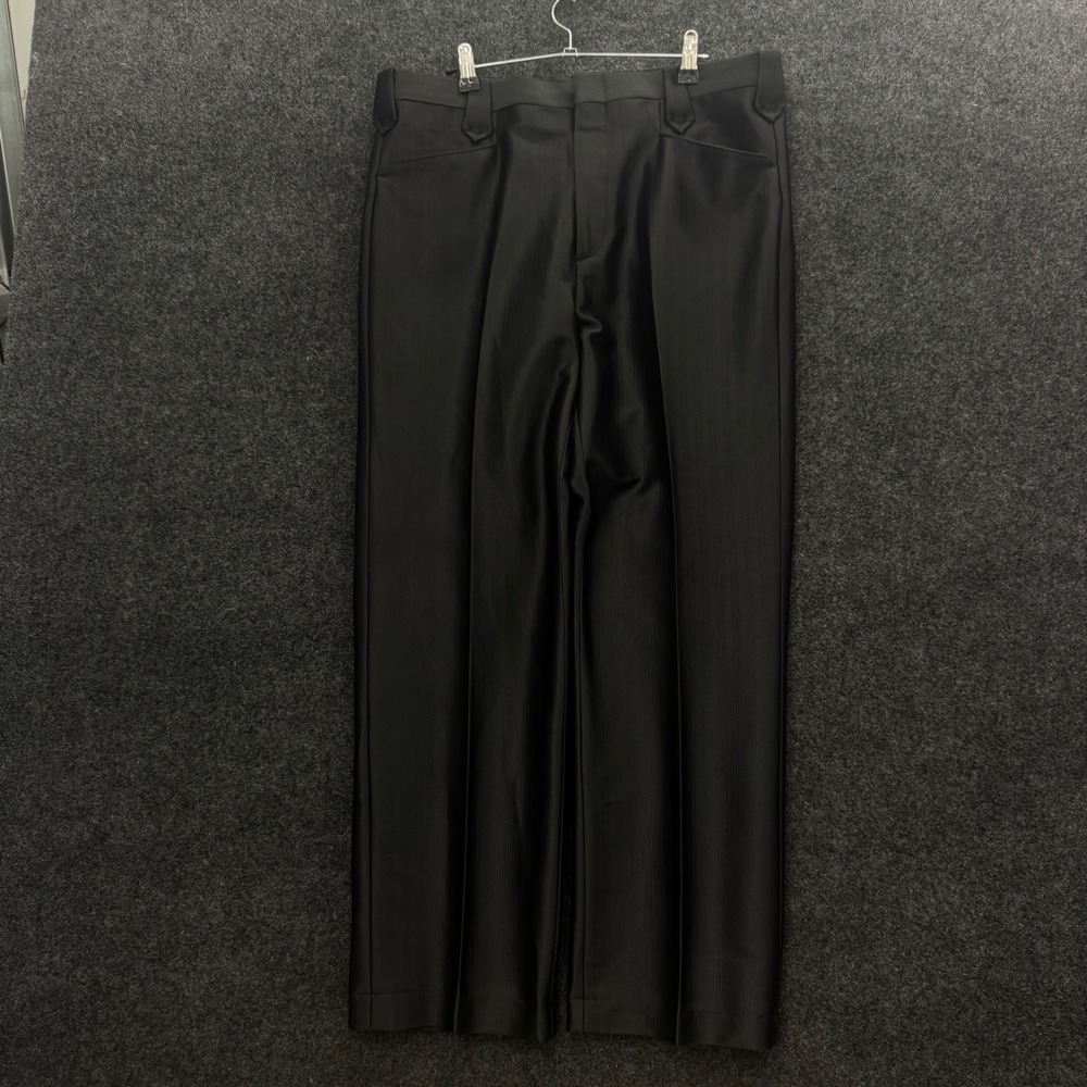Circle S Mens Western Dress Pants Black Shiny 90s Vintage Pearl Snap Flap Pocket